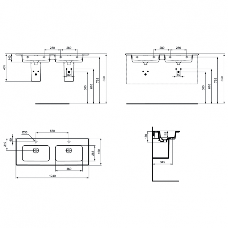 T363601 Раковина 124 см Ideal Standard STRADA II - Вид №5