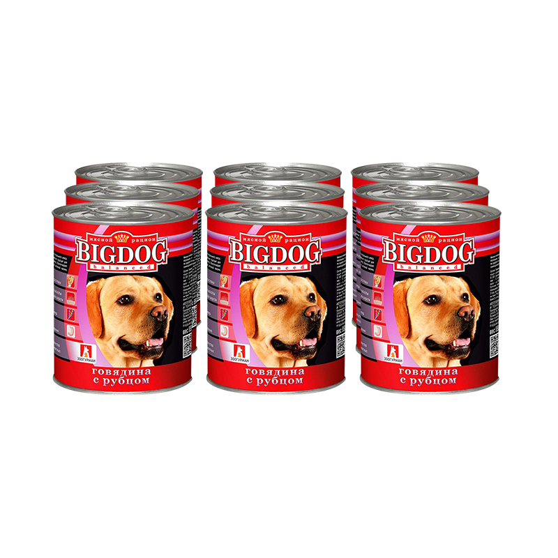 ПР0036392*9 Корм для собак Big Dog Говядина с рубцом конс. (упаковка - 9 шт) ЗООГУРМАН 