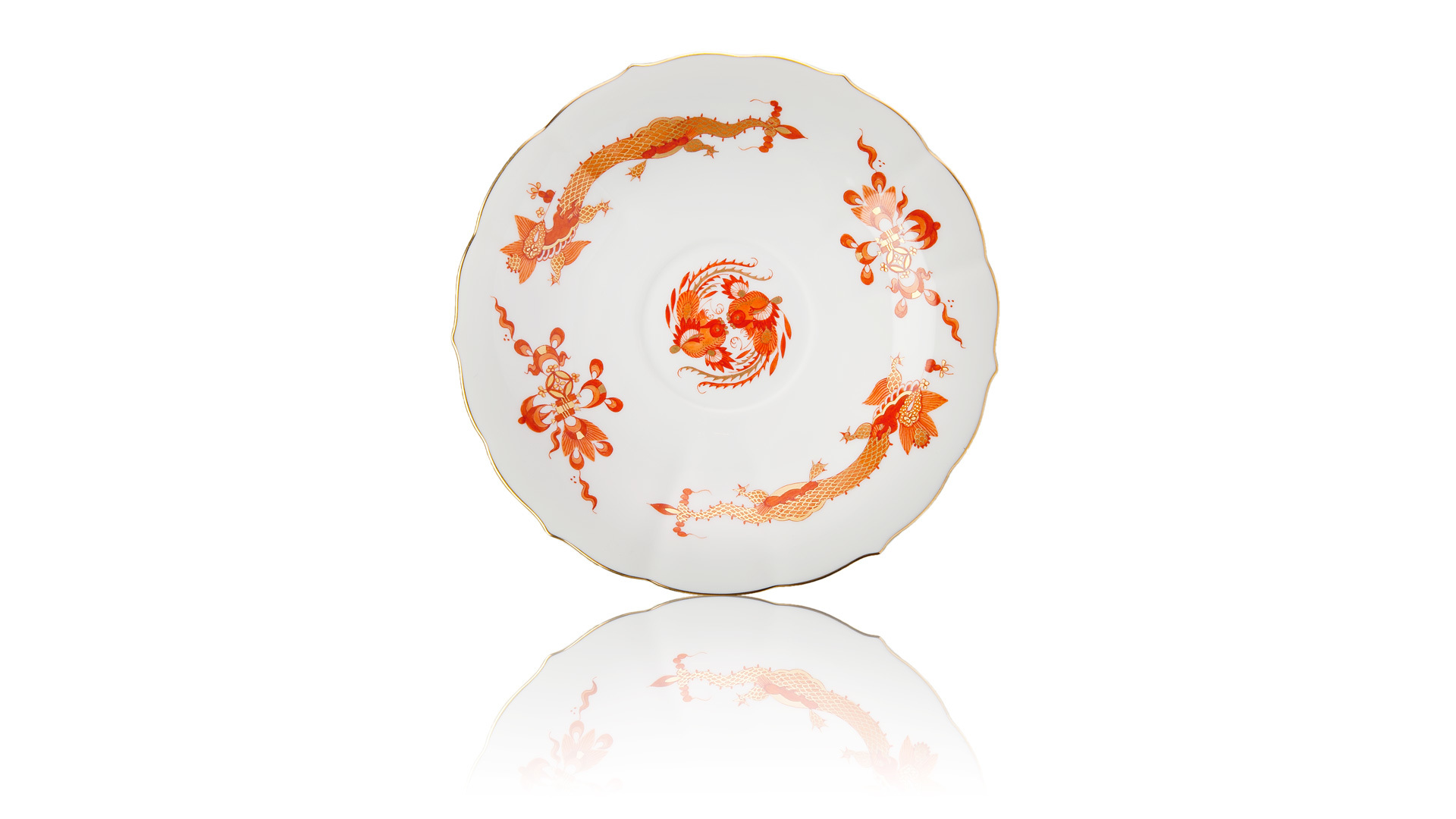 88152 Meissen Чашка чайная с блюдцем 200мл "Красный Дракон" (золотой кант) Фарфор  - Вид №1