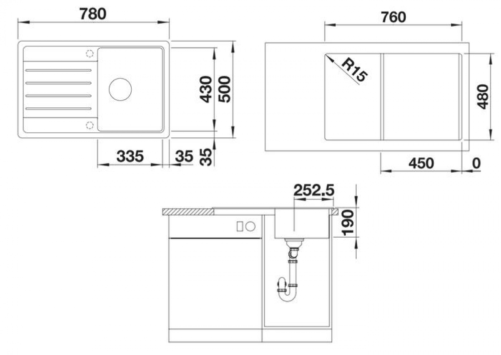 522206 Кухонная мойка Blanco Legra 45 S кофе  Blanco Legra Кофе - Вид №1