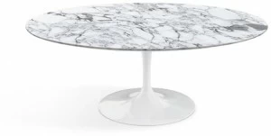 KNOLL Овальный журнальный столик с мраморной столешницей и алюминиевым основанием Tulip