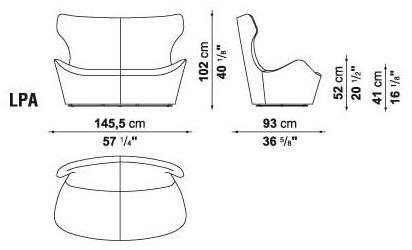 B&B Italia Диван из ткани с высокой спинкой Papilio Lpa - Вид №3