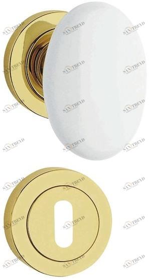 LINEA CALI' Ручка дверная из латуни в классическом стиле с замком Flavia sun-id-1394827