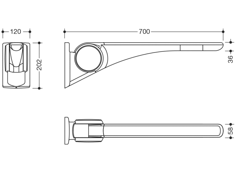 802.50.40260 Базовая складная опорная рейка HEWI Stützen  - Вид №5