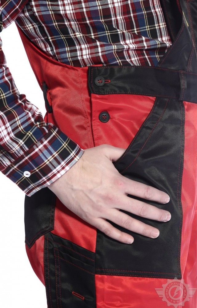 61466 Полукомбинезон "Мастер" красно-черный  Летняя спецодежда  размер 56-58/182-188  - Вид №7