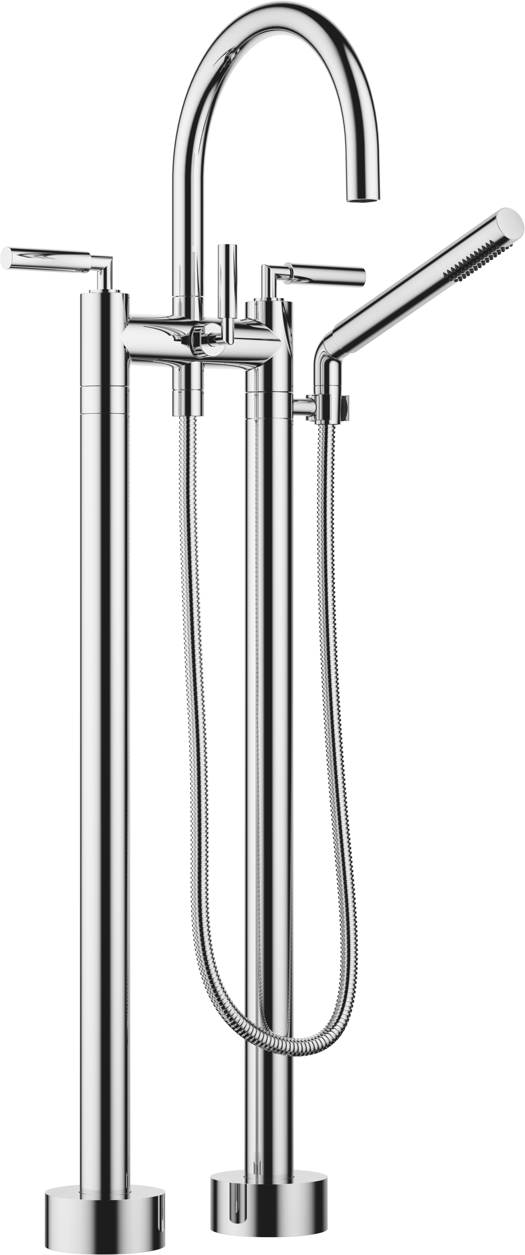 TARA Смеситель для ванны на два отверстия, отдельностоящий, с ручным душем - Хром