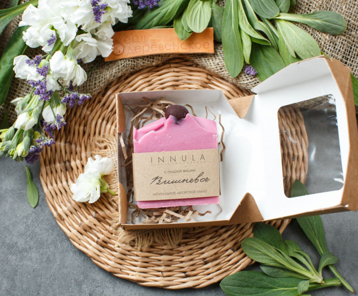 3744 Мыло ручной работы "Вишневое" Вкусляндия  - Вид №2