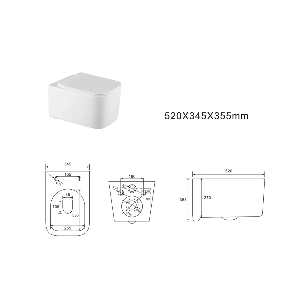 Комплект инсталляции Aquatek Pneumo N 49 с безободковым унитазом Aquatek Квадро клавиша Aquatek Pnn-0000002 серая Pneumo N49 STLM-2054548 - Вид №12