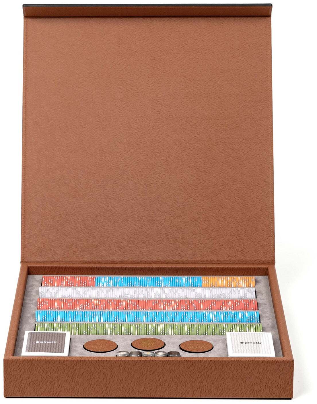 Набор для игры в покер - 42X42XH6 см / зернистая кожа_петроль-синий