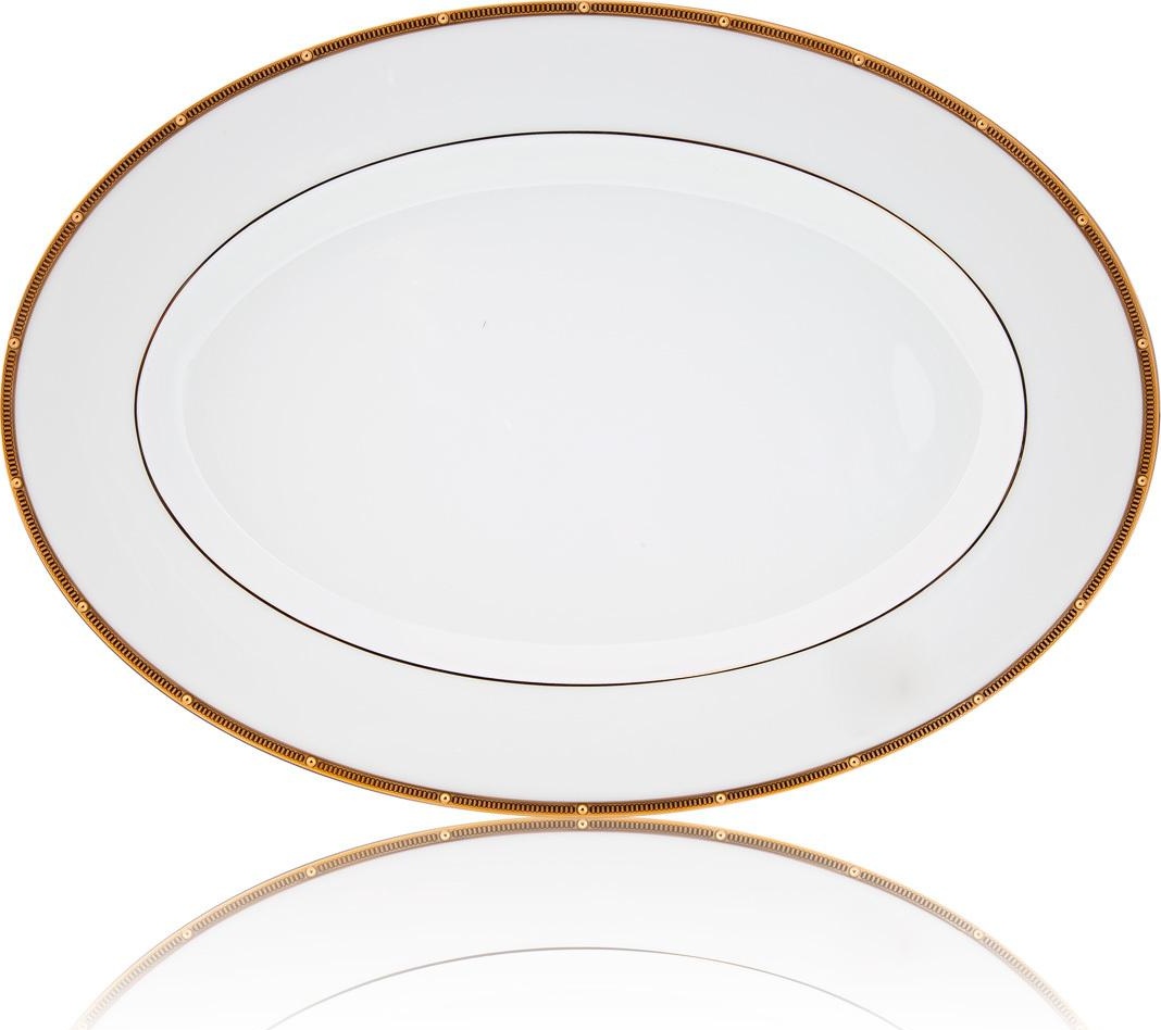 32026 Noritake Блюдо овальное Noritake "Рочель,золотой кант" 37см Фарфор костяной 