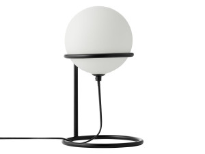 Стеклянная и металлическая настольная лампа