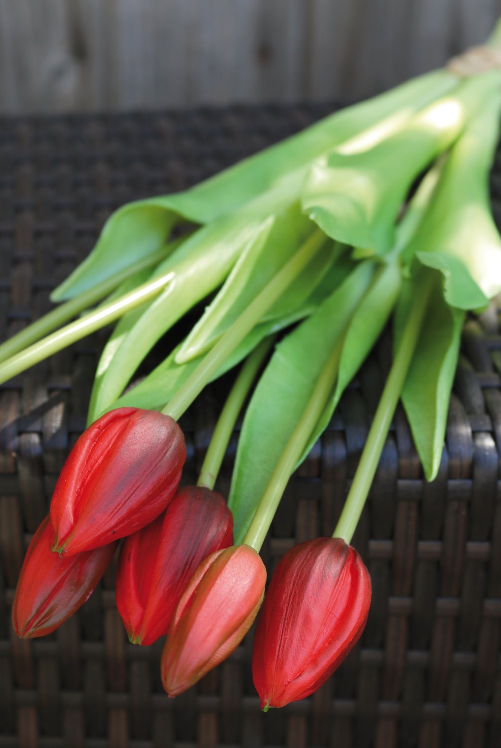 2942 444 a3 Букет искусственных тюльпанов, 7-кратный, 44 см, real touch, красный H-andreas 