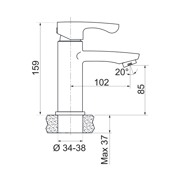 35-04L TETA  Смеситель для умывальника  ARGO kran 3504lteta - Вид №1