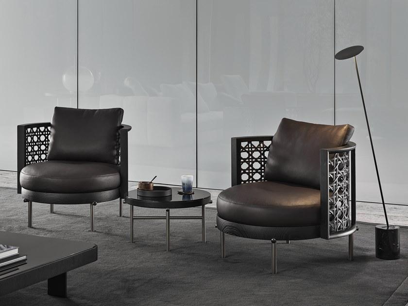Minotti Кожаное кресло с деревянной конструкцией Torii sun-id-1516488 - Вид №2
