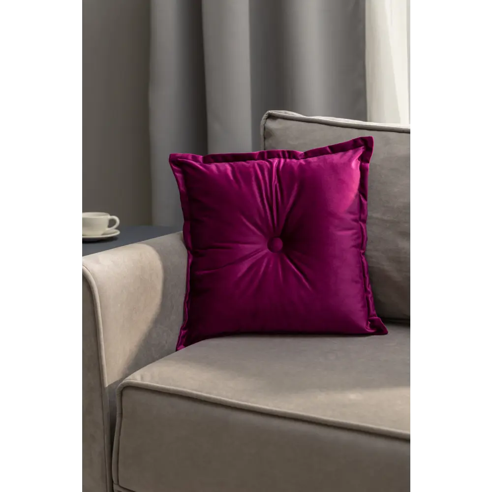 Подушка с пуговицей Бархат 43x43 см цвет пурпур LINEN WAY STLM-2151586 - Вид №3