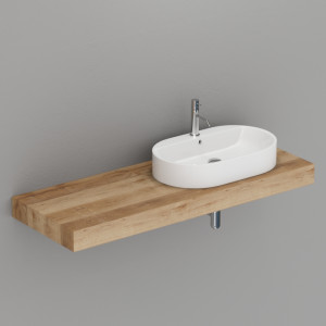 733646 Подвесная полка с 5 мм покрытием состаренный дуб 140 см Kerasan Nolita Италия