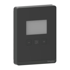 SLABLCV2 Датчик CO2 VOC влажности температуры помещения с выходом 4-20мА/0-10В, ЖК экраном и 3 кнопками, глянцевый черный, 24В Schneider Electric SpaceLogic