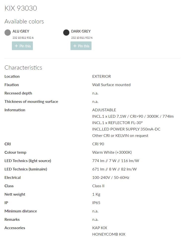 Регулируемый настенный светодиодный наружный прожектор Deltalight Kix ARCH-00072079 - Вид №8