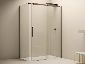 Угловая душевая кабина с раздвижной дверью и фиксированной стороной