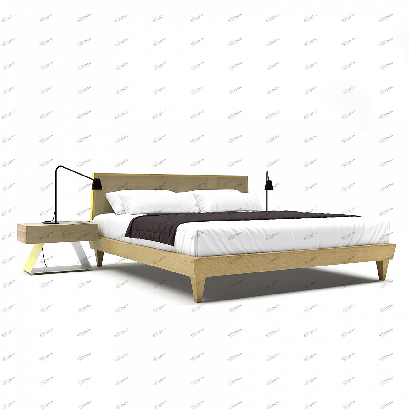 Кровать двуспальная 180x200 светло-коричневая Sens BRAGIN DESIGN ДИЗАЙНЕРСКИЕ 256505 Бежевый 