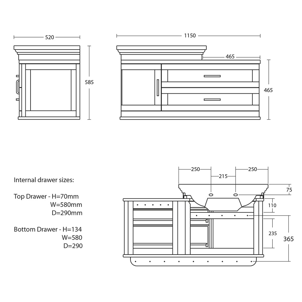 IMSR19 Carlyon Thurlestone Настенный шкаф для умывальника со смещением, лев. Carlyon Imperial  - Вид №2