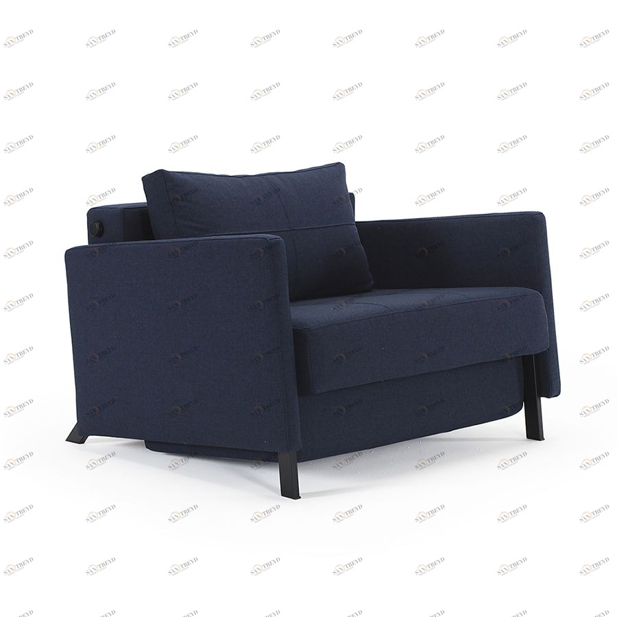 Кресло Cubed 90 с подушкой, подлокотниками Rests и черными ножками, синее Innovation Living CUBEDCH2