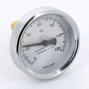 Термометр биметаллический 63мм с погружной гильзой EMMETI 120 град.C гильза 50мм
