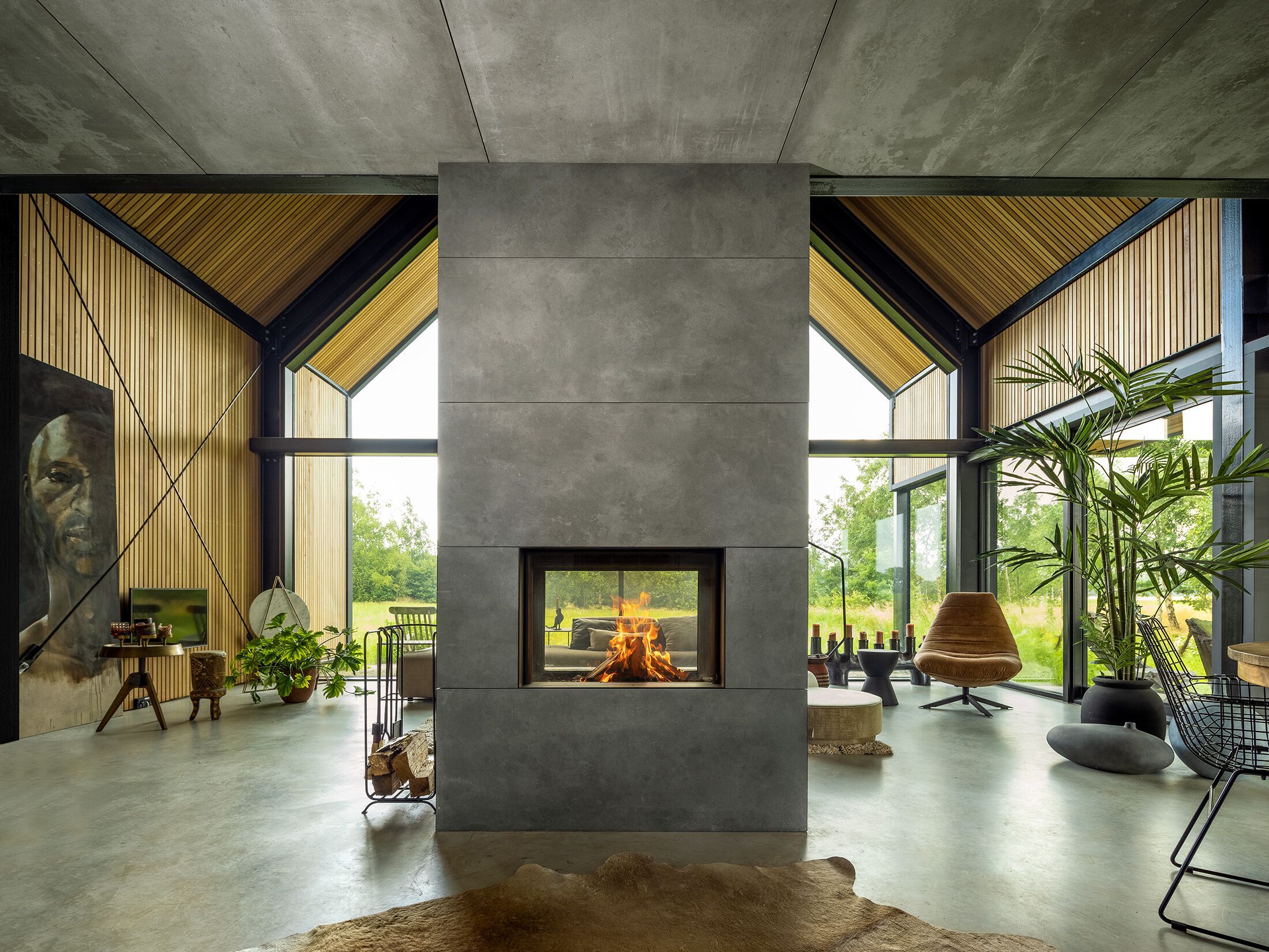 Двойной фасад дровяной камин KALFIRE W80/52T ARCH-00093883