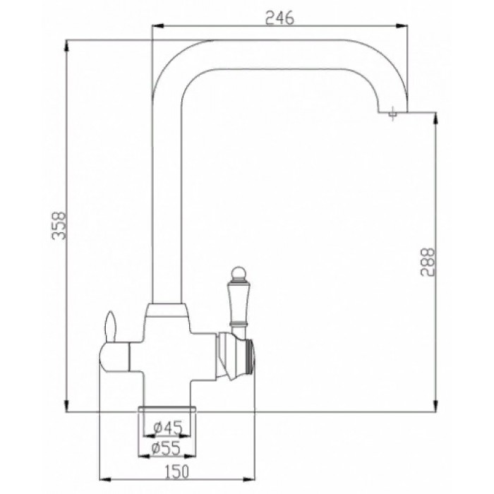 Steel Hammer SH 725 SATIN Смеситель для кухни Zorg 358x246  - Вид №2