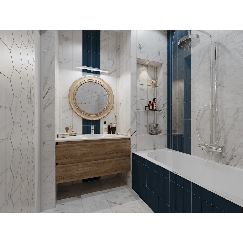 Керамогранит Marble 15х60 см 1.36 м² цвет белый BELANI STLM-2180525 - Вид №5