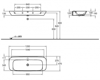 121625000 Подвесная раковина настенная овальная Keramag  - Вид №6