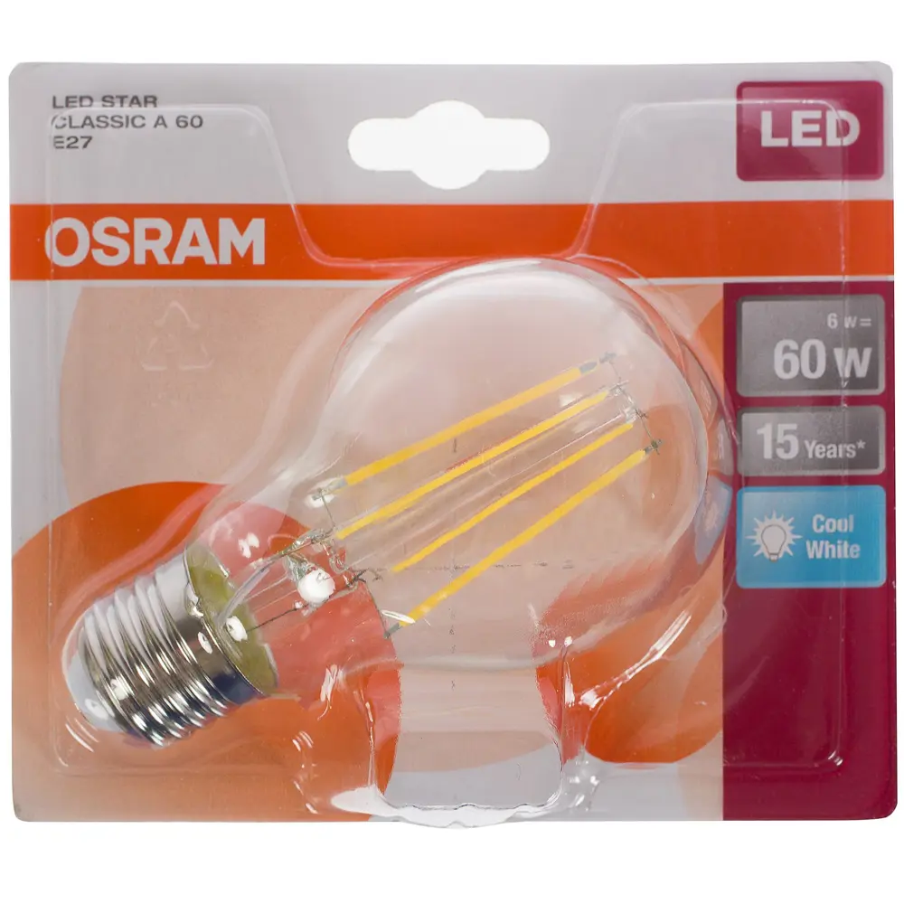 Лампа светодиодная Osram E27 6.5 Вт 806 Лм свет холодный белый STLM-2105809 - Вид №1