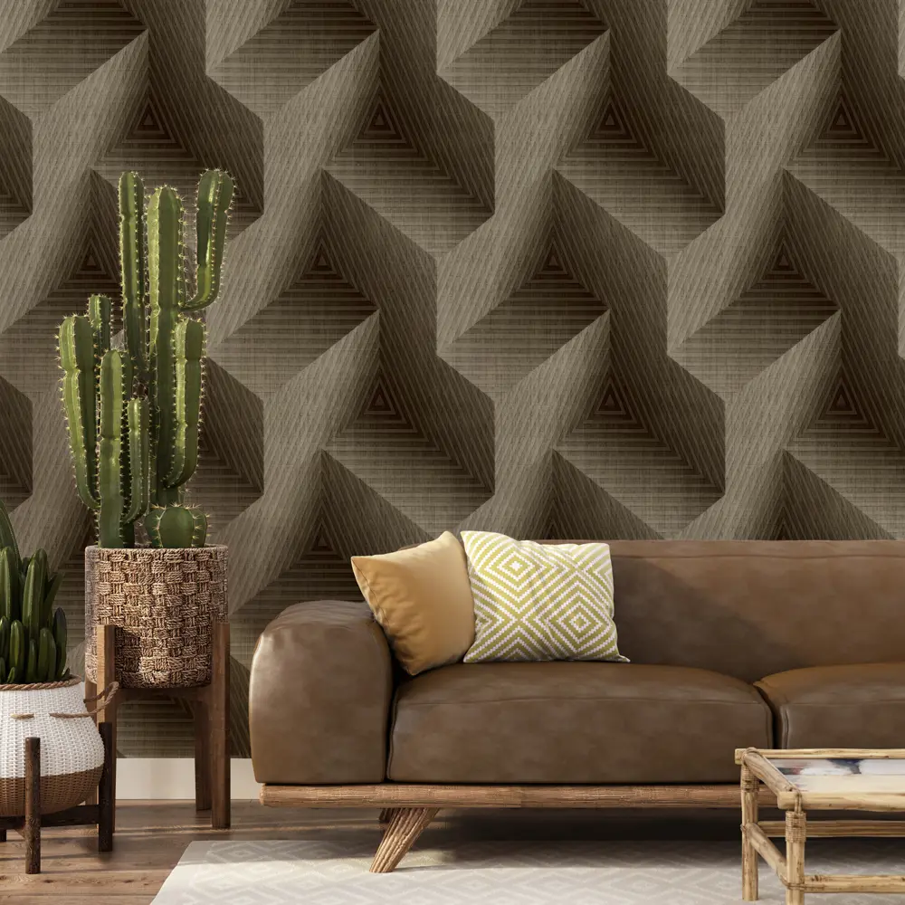 Erismann Rebus: флизелиновые обои мокко с геометрическим рельефом 89404408 STLM-1569593 - Вид №3