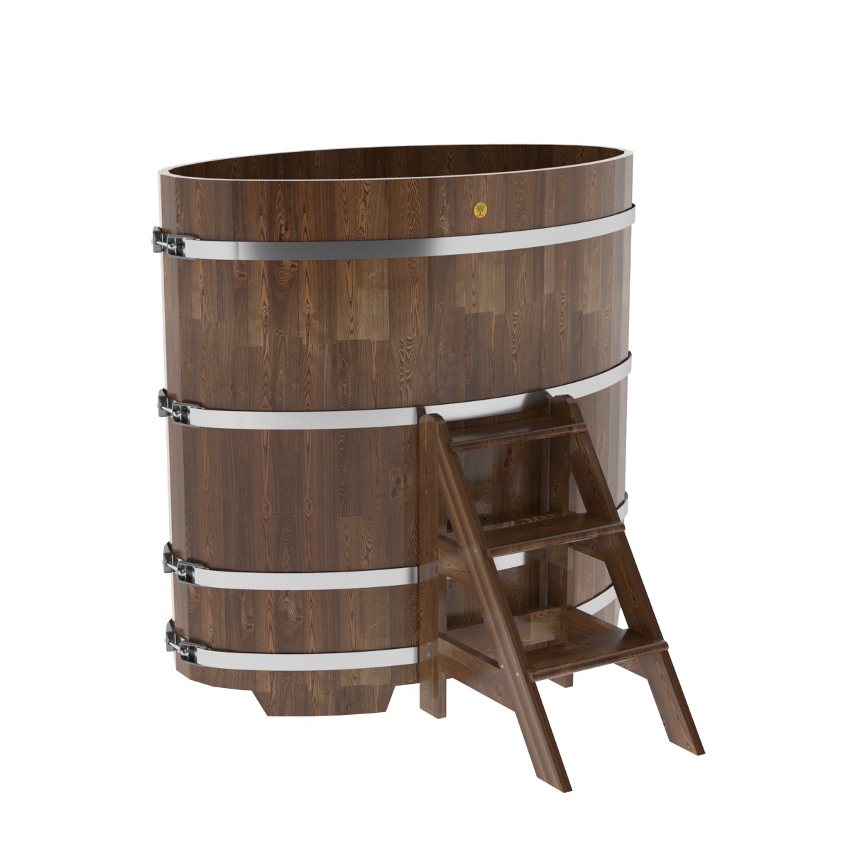 1499 Купель овальная из сращенных ламелей лиственницы 0,80х1,42х1,4 морёная Alyarus 