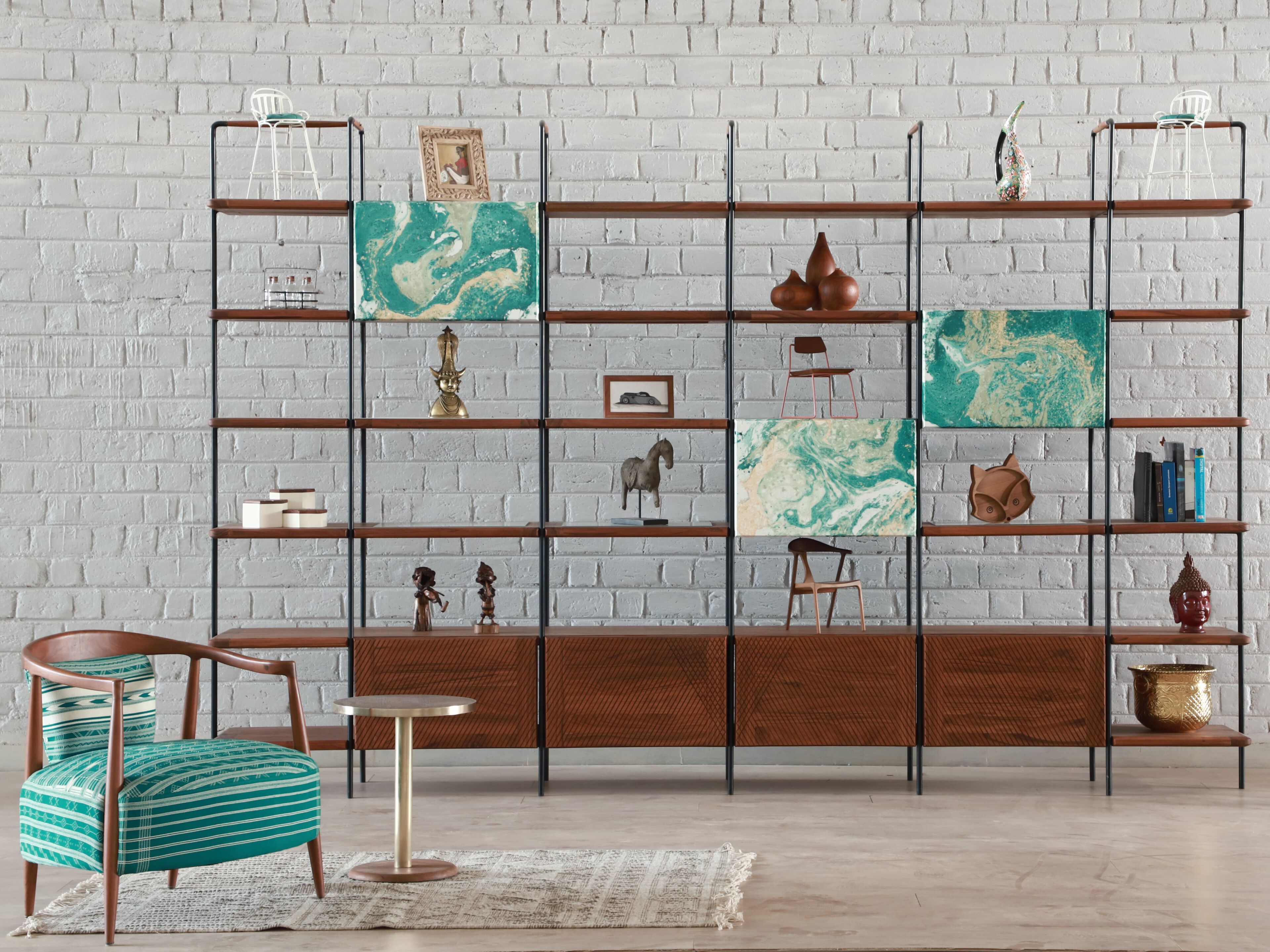 Книжный шкаф из тикового дерева и металла Alankaram REFU ARCH-00144277 - Вид №3