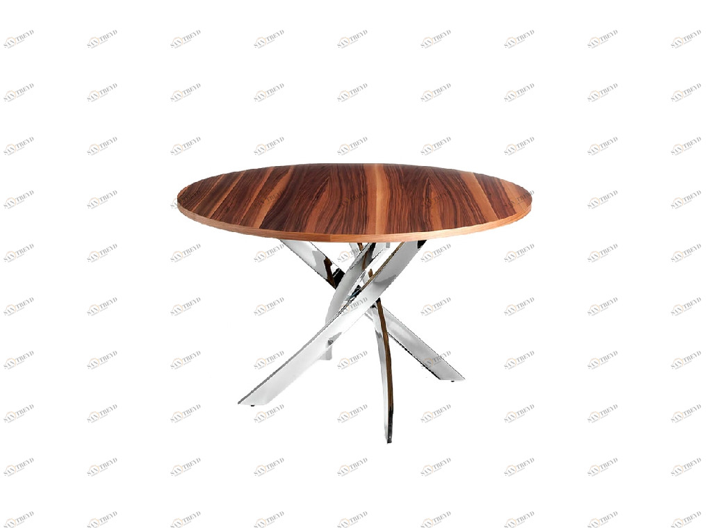 Обеденный стол круглый деревянный коричневый 150см F2133 от Angel Cerda ANGEL CERDA  00-3865605 Орех;коричневый;хром 