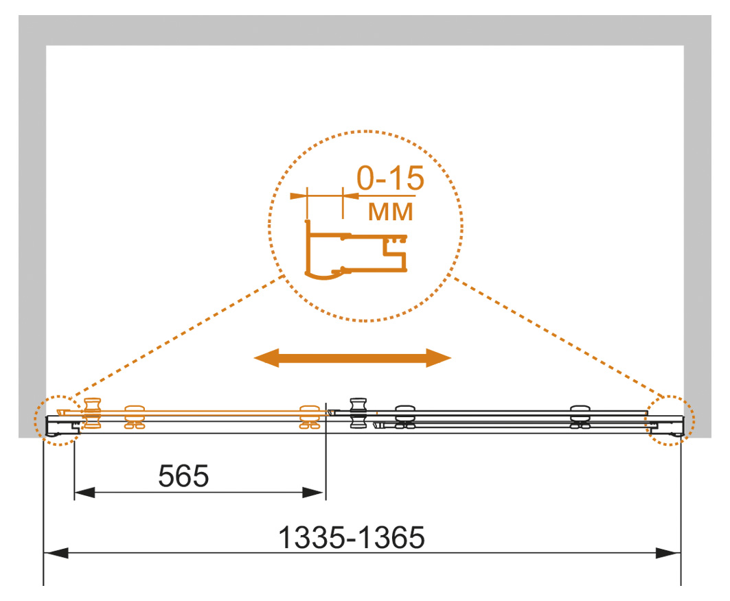Душевая дверь в нишу CEZARES PRATICO-BF-1-135-P-Cr - Вид №8