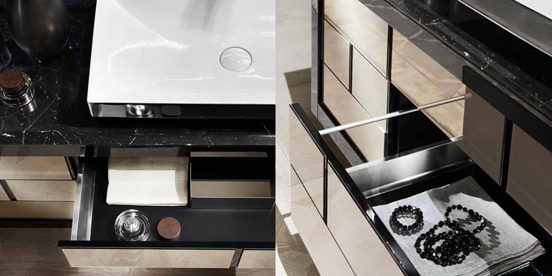 Комбинация ванной комнаты R03/b в отделке из стекла cannetè MILLDUE RITZ RITZ03B - Вид №1