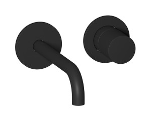 Встроенный в стену смеситель для раковины на 2 отверстия в комплекте с донным клапаном WE ARE IB rr406np Matt Black Brera