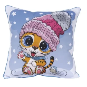 91472169 Декоративная подушка Славянский текстиль New Year 5010918/winter tiger, 38x38 см цвет синий, желтый, красный STLM-1056815