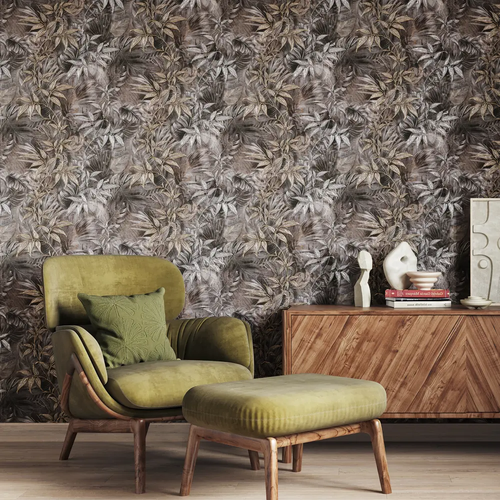 Обои флизелиновые Palitra Home Bionica серо-золотые 1.06 м 71843-44 STLM-2076023 - Вид №2