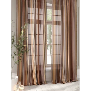 91488671 Тюль на шторной ленте At Home Клайнор 150x260 см цвет бежевый STLM-1050661