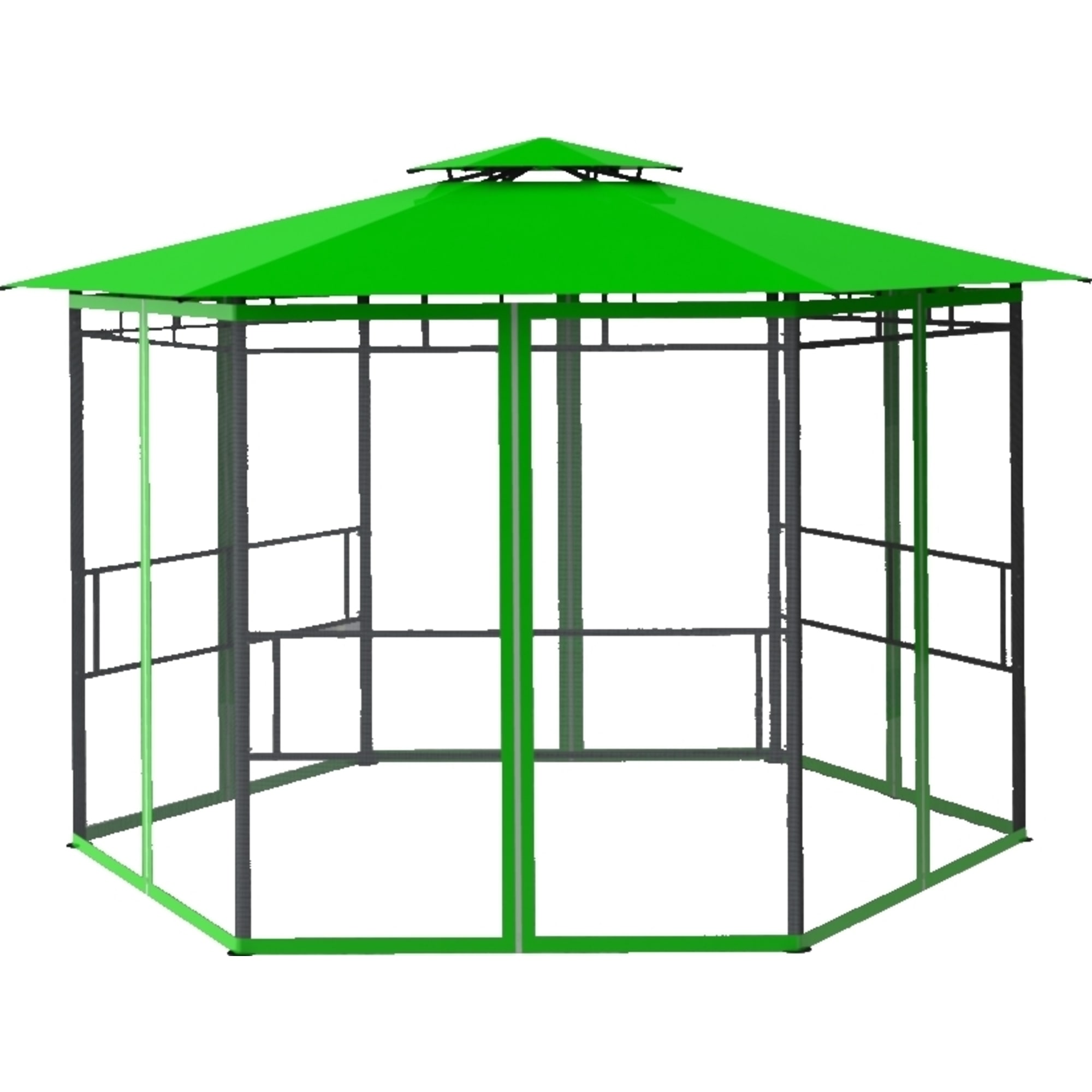 82697254 Шатер садовый с антимоскитной сеткой Отдых 4x4x2.59 м сталь зеленый (без штор) Santreyd  - Вид №1