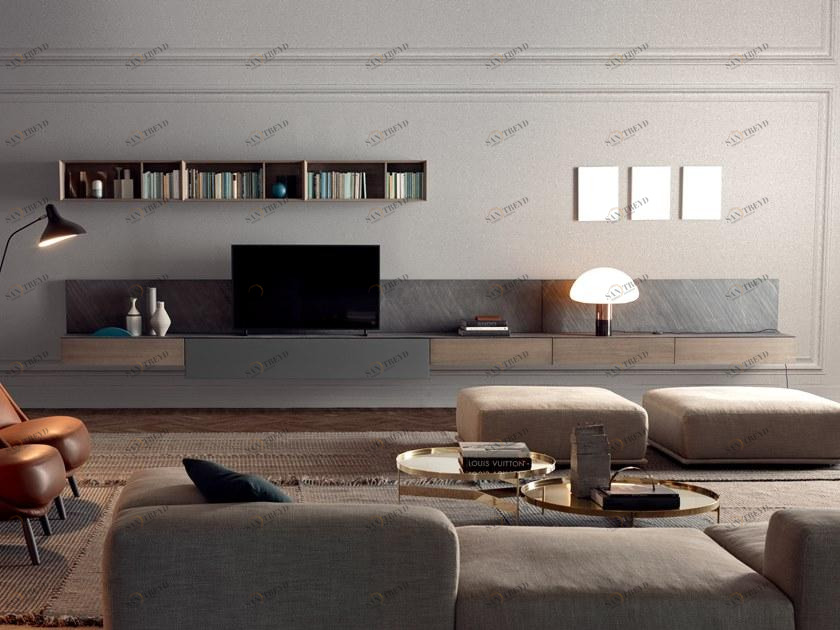 PIANCA Модульная стенка для хранения из камня и дерева Spazio sun-id-1364023