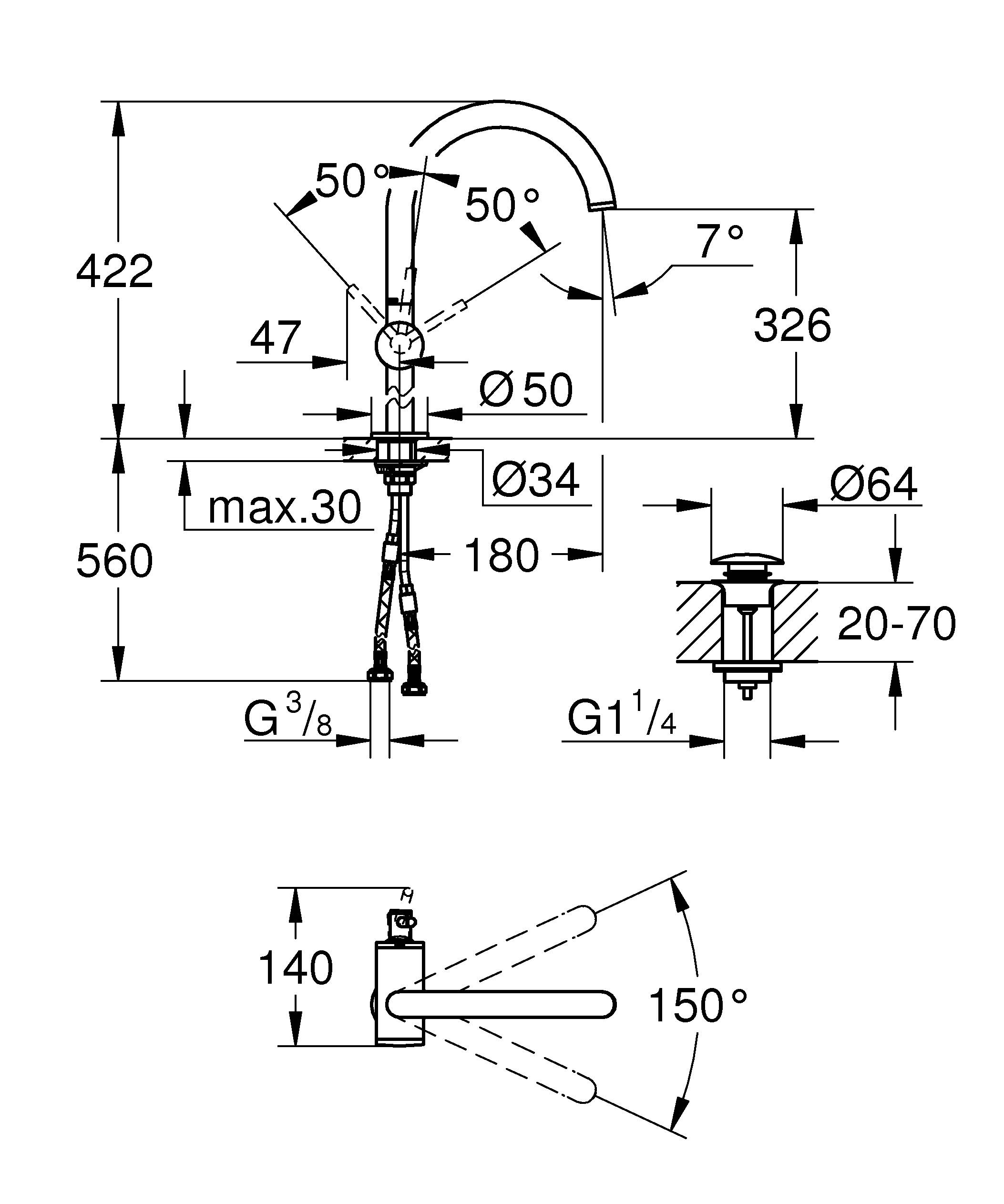 Смеситель GROHE Atrio New однорычажный для свободностоящих раковин (32647DC3) - Вид №1