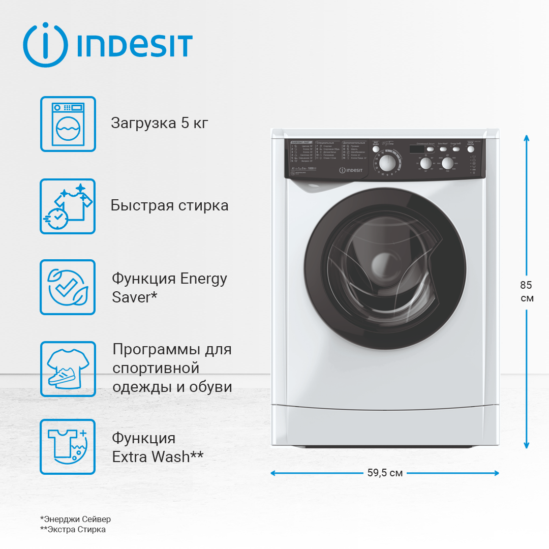 8165433 Стиральная машина Indesit EWSD 51031 BK CIS белый STDN-0147831 - Вид №11