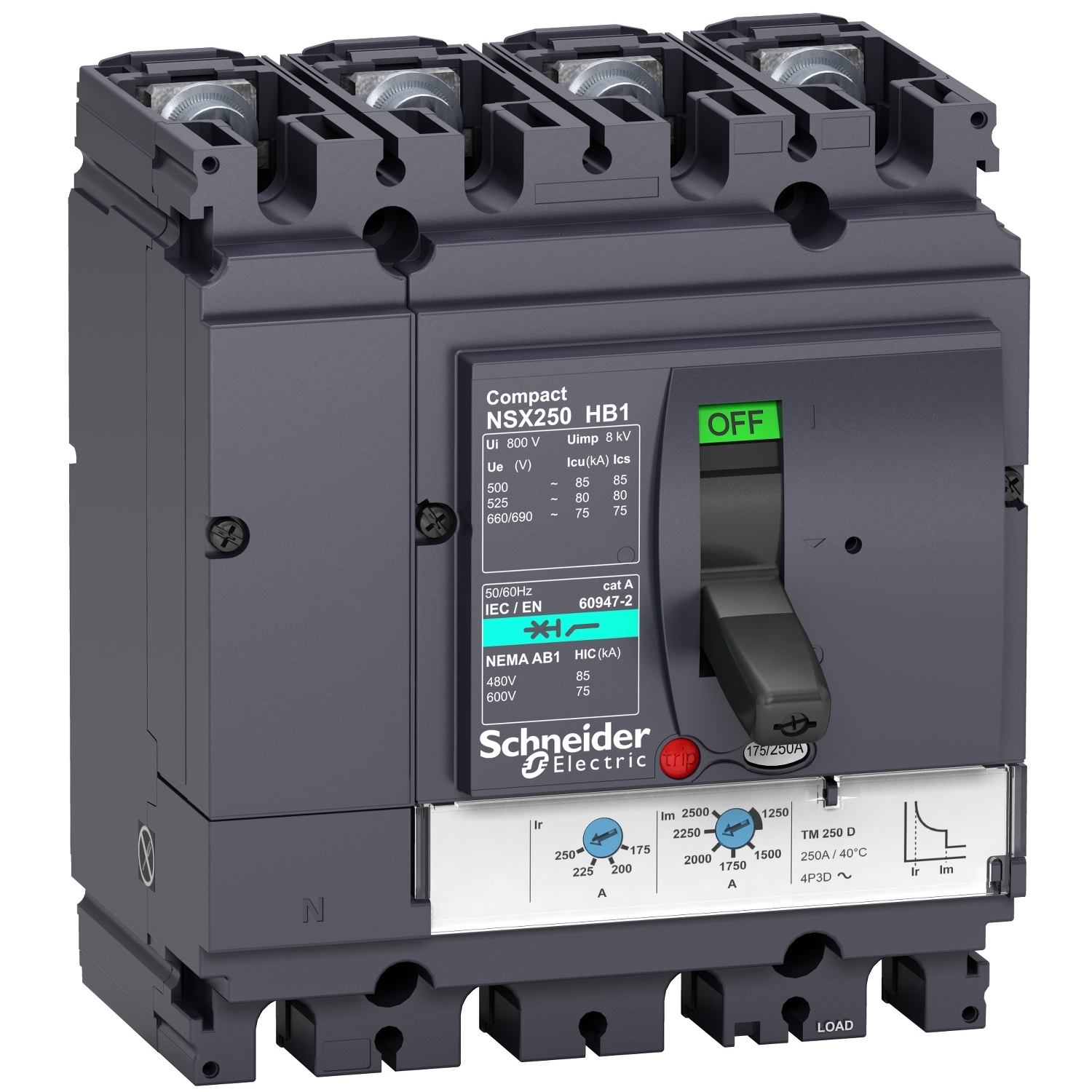 LV433483 Силовой автомат NSX, 85кА, 4P, 200А Schneider Electric Compact 