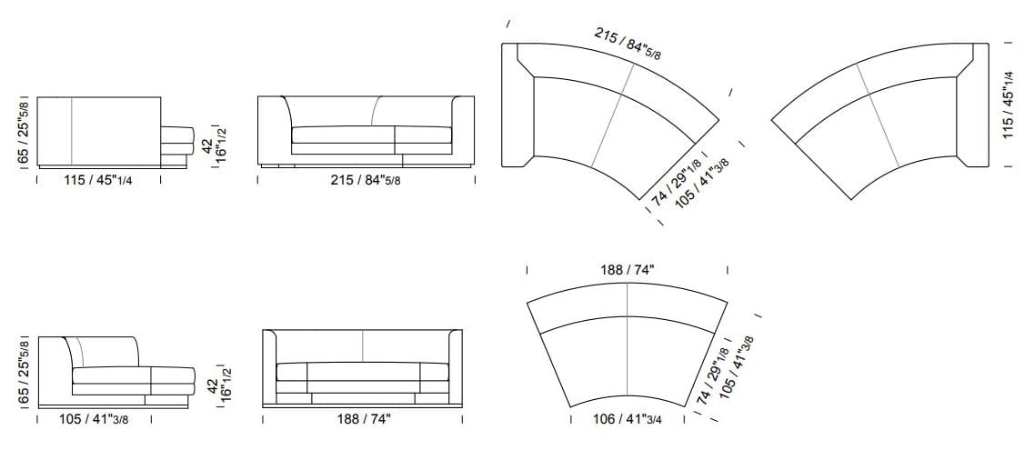 Изогнутый диван из ткани Borzalino Franklin ARCH-00033176 - Вид №15