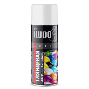 Эмаль аэрозольная универсальная KUDO акриловая глянцевая цвет белый RAL9003 520 мл