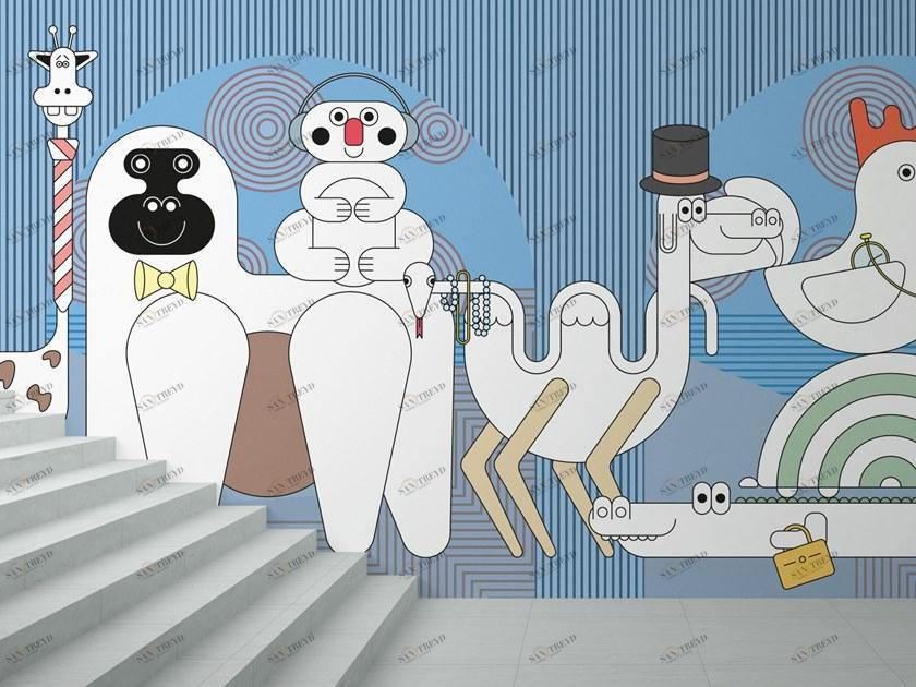 Baboon Поп-арт моющиеся обои Pattern sun-id-1484049